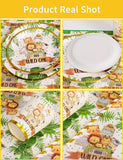 1 x RAW Customer Returns Nkaiso 161 Pieces Jungle Animals Party Tableware Party Decorations Set Includes Paper Plates Napkins Paper Cups Straws Tablecloth for Kids Birthday Wedding - 20 Guests - RRP €26.98