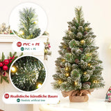 1 x RAW Customer Returns Yorbay Mini Christmas Tree with LED Lighting and White Snow, 40cm Fir Tree with Star Tree Topper and Real Pine Cones, for Christmas Decoration, Advent - RRP €27.22