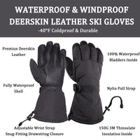 23 x Brand New SKYDEER Waterproof Winter Gloves for Men and Women, Deerskin Leather and Thin Insulation 150G 3M for Skiing Cold Weather Work SD8659T L  - RRP €717.6