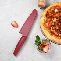 1 x RAW Customer Returns Nylon Knife, 2PCS Nylon Knife for Real Cooking and Cutting Pizza, Cake, Bread, Fruit, Vegetables Durable Nylon Kitchen Knife for Kids Red - RRP €9.02