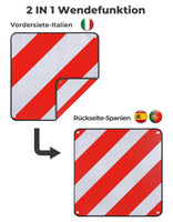 1 x RAW Customer Returns 2 in 1 warning sign for Italy and Spain, 50 50cm standard size, with 4 tensioning straps - robust and durable, red and white warning sign for motorhomes, rear carriers, bicycle carriers - RRP €34.27