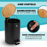 2 x RAW Customer Returns Lubur cosmetic bin 3L - practical bathroom waste bin with bamboo lid - small waste bin for bathroom and toilet - non-slip hygiene bin - black cosmetic waste bin with soft close soft-close mechanism - RRP €44.28