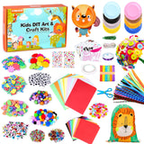 6 x Brand New kramow craft set for children, DIY crafts with drawstring bag, craft supplies, pipe cleaners, pompoms, googly eyes, feathers, beads and paper craft sets, creative gift for boys and girls 5-9 years - RRP €160.62