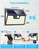 1 x RAW Customer Returns Peasur 6 pieces solar lamps for outdoors with motion detector, 178 LED spotlights with motion detector for outdoors, 3-sided 270 solar lights for outdoors, 3 modes, waterproof wall light for outdoors for garden, fence - RRP €33.42