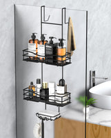 1 x RAW Customer Returns Cooeco shower shelf for hanging black - shower shelf hanging made of stainless steel shower basket for hanging shampoo holder for bathroom shower with 2 hooks, matt black - RRP €18.14