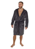 1 x RAW Customer Returns CityComfort bathrobe men, cozy fleece dressing gown with hood and pockets, plush warm housecoat long, soft sauna robe for spa and vacation, soft robe, gifts for men XXL, anthracite  - RRP €27.77