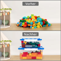 1 x RAW Customer Returns Winter Shore Large and Small Blue Plastic Toy Boxes Pack of 2 - Transparent Organizer Box with Snap Closure Lids for Organizing Lego, Puzzles, Materials and Crafts - RRP €28.99