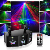 1 x RAW Customer Returns Disco light party light, DMX 9 Lens LED RGB stage light strobe lighting effect DJ projector with sound activated for home parties club birthday wedding concert bar - RRP €73.1