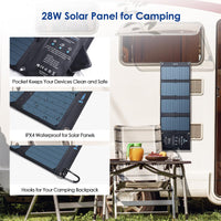 1 x RAW Customer Returns BigBlue 28W Portable Solar Charger with 3 USB Ports 4.8A total , Waterproof Solar Panel, Foldable, Ideal for Outdoor Activities, for Recharging USB Devices - iPhone Android GoPro - RRP €75.36