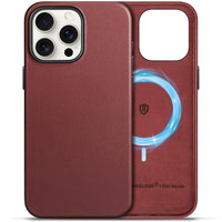 1 x RAW Customer Returns SHIELDON Case for iPhone 15 Pro Max Cell Phone Case Premium Genuine Leather Wireless Charging Magnet Simple Appearance Scratch-Resistant Cell Phone Protective Cases Compatible with iPhone 15 Pro Max 5G 6.7 Wine Red - RRP €24.99