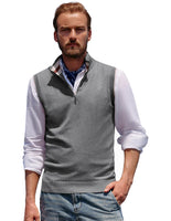 1 x RAW Customer Returns Men s knitted vest sleeveless V-neck elegant sweater vest with zip M gray 496A23-3 - RRP €29.12