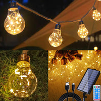 1 x RAW Customer Returns Circlio Solar Fairy Lights Outdoor with 20 Bulbs, 7.7m 2400 mAh Power Solar Fairy Lights Outdoor with Remote Control Timer, LED Solar Fairy Lights Weatherproof - RRP €33.99