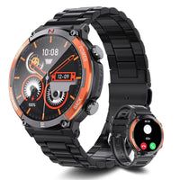 1 x RAW Customer Returns TIFOZEN Smartwatch Men with Phone Function, 1.52 Fitness Watch with Compass, 420Amh, IP68 Waterproof, 110 Sports Modes, SpO2, Heart Rate Sleep Monitor for iOS Android Black Orange  - RRP €39.46