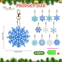 3 x Brand New 12 Pieces Winter Snowflake Diamond Painting Keychains 5D DIY Diamond Art Painting Keyrings Full Rhinestone Diamond Pendant Mosaic Sticker Keychain for Christmas Tree Key Bag - RRP €57.6