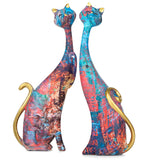 1 x RAW Customer Returns masteymoh Art Resin Sculpture Statue Cats 2PCS Two Oil Painting Cats Sculptures for Home Office Hotel Bookshelf Desktop Decoration 28 cm high - RRP €34.26