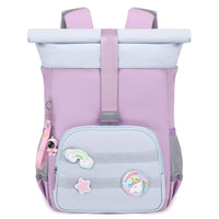 1 x RAW Customer Returns Travistar Rolltop Waterproof Backpack for Ages 3-8 Expandable Capacity with Two Openings and Chest Strap, Lilac - RRP €33.99