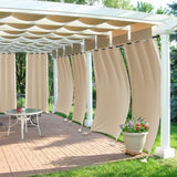 1 x RAW Customer Returns PONY DANCE outdoor curtains with weighted bags - outdoor curtain weatherproof for balcony terrace sun protection curtain thermal curtains with eyelets, 2 pieces H 213 x W 132 cm, Biscotti Beige - RRP €49.95