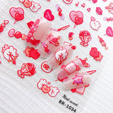 1 x Brand New 6 Sheets Valentine s Day Nail Art Stickers Spring Red Rose Nail Art Stickers Self-Adhesive Nail Decals Nail Decoration for Women Girls DIY Design Nail Decoration Nail Design Decoration A  - RRP €20.4