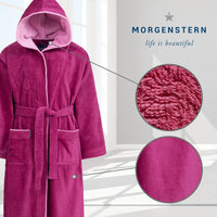 1 x RAW Customer Returns Morgenstern bathrobe for children and teenagers, hood, 100 cotton, velor, long, 13-14 years, 158-164 cm, fuchsia - RRP €43.31