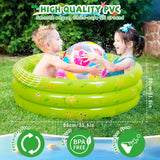 1 x RAW Customer Returns Jovicos paddling pool for children, 85 30cm inflatable pool, 3-ring children s pool paddling pool baby pool, children s paddling pool round swimming pool children family pool for indoor and outdoor use green  - RRP €15.99