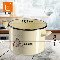 1 x RAW Customer Returns KADAX enamel pot, enamel cooking pot in 6 capacities and 3 designs, milk pot in country house style, dishwasher-safe pot with flower motifs 2.4L, flowers  - RRP €22.8