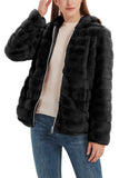 1 x RAW Customer Returns Geschallino Women s Faux Fur Coat Hooded Outerwear Fleece Jacket with Sherpa Lining 1801 Black S - RRP €55.99