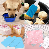 7 x Brand New Baking Mat Dog Biscuits Silicone Baking Mat 260 Grids 5-in-1 BPA-Free Baking Mat for Homemade Dog Biscuits and Treats Pink and Gray 9-Piece Set  - RRP €98.77