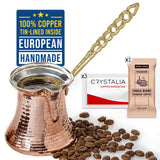 1 x RAW Customer Returns CRYSTALIA Premium Turkish Coffee Pot Copper, Handmade Copper Cezve Copper Pot for Turkish Coffee Arabic Greek Coffee Pot, Hammered Handmade Copper Coffee Pot 200ml - RRP €19.31