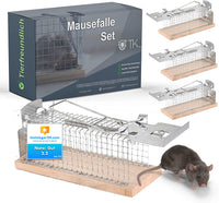 1 x RAW Customer Returns 3X FALLAX Animal friendly - Live wooden mouse trap - Mouse traps - Live trap mouse rat cage trap with bait fixation - RRP €18.0