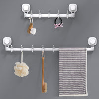 1 x RAW Customer Returns Luxear Adjustable towel holder with suction cup without drilling, 64cm 36cm towel rail wall with 5 removable towel hooks, max 10 KG load capacity, reusable bath towel holder for bathroom kitchen - RRP €15.12