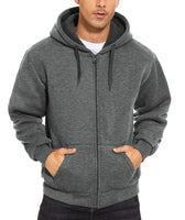 1 x RAW Customer Returns LLdress sweat jacket men s winter hoodie warm hooded jacket fleece lined leisure jacket with zipper - RRP €46.38