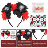 5 x Brand New TECHEEL Day of the Dead Headband Halloween Headband Hair Wreath Flowers Black Headband Roses and Skull for Carnival Costumes Halloween Costume Carnival Theme Party - RRP €44.95