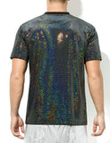 1 x RAW Customer Returns Casey Kevin Men Sequin T-Shirt, Glitter T-Shirt, Men s Party Short Sleeve Disco T-Shirt - RRP €23.99