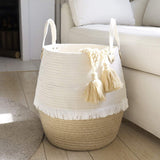 5 x Brand New La Jol e Muse laundry basket storage basket made of cotton rope, children s room living room bathroom, laundry collector, large stable with handle, H40 x D38cm cream-colored - RRP €136.1