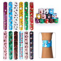 1 x Brand New Gxhong 24pcs Christmas Snap Bracelets Slap Bracelets Christmas Snap Bracelets for Kids, Slap Bands with Christmas Pattern, Ideal for Kids Christmas Party Favors - RRP €9.31