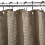 1 x RAW Customer Returns Waffle shower curtain with metal shower curtain rings fabric textile bathtub curtain anti-mold bathroom curtain set waterproof bathtub curtain heavy shower curtain bathroom - 182 x 214cm khaki  - RRP €32.05