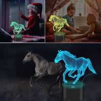 1 x RAW Customer Returns 3D Horse Lamp for Kids Girls Boys Horse Lover Gifts, 16 Colors Remote Control LED Illusion Animal Night Light for Home Office Decoration Gifts - RRP €20.16