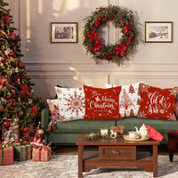 1 x RAW Customer Returns Lanpn 4 pieces white and red cushion cover Christmas cushion cover 60 x 60 cm, winter snowflakes decorative Christmas pillows for Christmas decoration Christmas bed linen sofa decorations red  - RRP €22.99