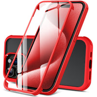 1 x RAW Customer Returns DOSNTO Double-Sided Transparent Case for iPhone 15 Pro Max 6.7 , 360 Degree Full Body Shockproof Drop Protection Transparent Mobile Phone Case Built-in Tempered Glass Screen Protector Protective Case, Red - RRP €17.99