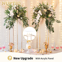 1 x RAW Customer Returns Nuptio Gold Wedding Centerpiece Vase with Acrylic Panel - 2 Pieces 100cm Tall Flower Vases Rectangular Metal Column Flower Stand for Birthday Party Decorations - Geometric Displays - RRP €64.91