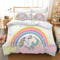 1 x RAW Customer Returns Hoimlm Unicorn Bed Linen 135x200 Children s Bedding Set with Duvet Cover and 2 Pillowcases, Cartoon Unicorn Microfiber Soft Girls Bedding with Zipper - RRP €31.81