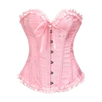 1 x RAW Customer Returns SZIVYSHI Women s Sweetheart Lace Overbust Corset Plastic Boned Bustier Top Pink 1 46 - RRP €28.62