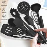 1 x RAW Customer Returns Joyfair Kitchen Utensil Set, 15-Piece Silicone Cooking Utensils Cooking Cutlery Set, Heat-Resistant Cookware with Utensil Holder, Non-Stick Cooking Set Kitchen Utensils, Dishwasher Safe - Black - RRP €24.35