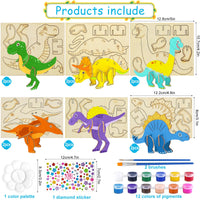 1 x RAW Customer Returns Shinybox Dinosaur Wooden Craft Set, 12 Piece Dinosaur Craft Set Kit, DIY Wooden Craft Set Dinosaur for Children, Wooden Crafts for Children for Painting and Crafts for DIY Children Painting Decoration - RRP €13.1