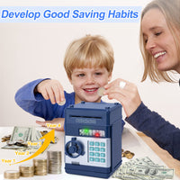 1 x RAW Customer Returns Highttoy safe for children 3-12 years, electronic money box for children with code, ATM savings box, ATM saving bank password piggy bank, money box, gifts for boys, dark blue - RRP €27.06