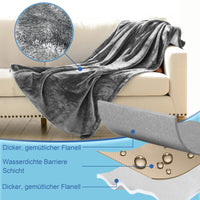 1 x RAW Customer Returns Bedding Aid waterproof blanket 203x229cm, fluffy blanket, dog blanket sofa, love blanket waterproof, cat blanket, dark grey light grey - RRP €79.0