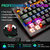 1 x RAW Customer Returns Mechanical Gaming Keyboard, Wired Mini Keyboard with 87 Keys Blue Switch Mechanical Compact Keyboard with 8 Rainbow Backlight, 12 Multimedia Keys, 29 Keys Anti-Ghosting - RRP €32.99