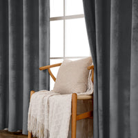 1 x RAW Customer Returns EMEMA 2 pieces blackout curtains, velvet curtains, opaque curtain with eyelets, thermal curtain, eyelet curtain, blackout curtains for bedroom, living room, 140 x 175 cm W x H grey - RRP €36.29