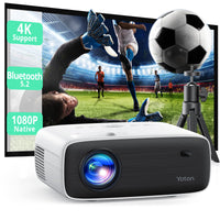 1 x RAW Customer Returns YOTON Projector 4K, Full HD Native 1080P Video Projector, Y6 Bluetooth Projector 12000 Lumens, Portable Projector Home Cinema, Outdoor Projector with Tripod, Compatible with iOS Android PC PS5 HDMI USB Fire Stick - RRP €99.99