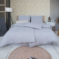 1 x RAW Customer Returns Vency Ranforce model bed set 135 x 200 cm 4 pieces light gray - 100 Oeko-Tex cotton 2 duvet covers 2 pillowcases 80 x 80 cm zip - RRP €53.91